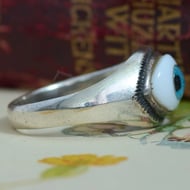 Vintage Sterling Silver Blue Eye Ring Evil Seeing - 6