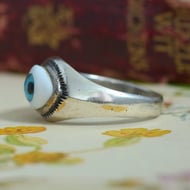 Vintage Sterling Silver Blue Eye Ring Evil Seeing - 8