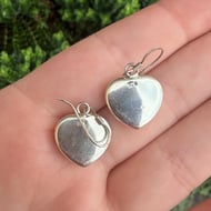 Sterling Silver Faux Coral Heart Chunky Red Stone Earrings 925 - 5