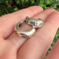Vintage Sterling Silver Half Hoop Floral Lily Earrings  - 4