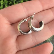 Vintage Sterling Silver Half Hoop Floral Lily Earrings  - 5