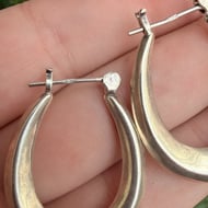 Large Sterling Silver Oval Teardrop Hoop Hollow - 3