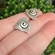Vintage Sterling Silver Abstract Spiral Studs Modernist Minimalist - 3
