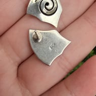 Vintage Sterling Silver Abstract Spiral Studs Modernist Minimalist - 4