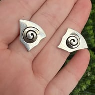 Vintage Sterling Silver Abstract Spiral Studs Modernist Minimalist - 6