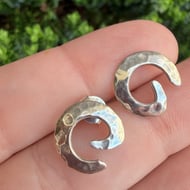 Sterling Silver Spiral Earrings 925 Modernist Minimalist  - 3