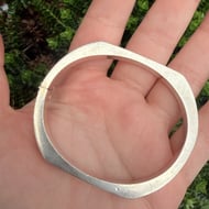 Vintage Chunky Sterling Silver Hinged Square Bangle 925 Modernist - 7