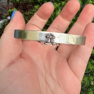 Vintage Chunky Sterling Silver Hinged Square Bangle 925 Modernist - 5