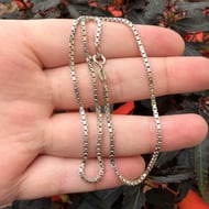 Vintage  Sterling Silver Box Chain Necklace Italy Choker