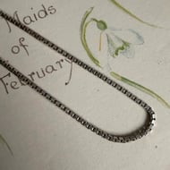 Vintage  Sterling Silver Box Chain Necklace Italy Choker - 3