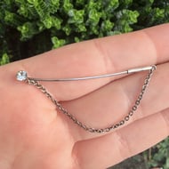 Vintage Sterling Silver Long Pin Hijab Cubic Zirconia - 3