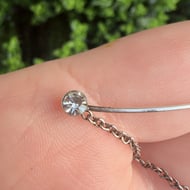 Vintage Sterling Silver Long Pin Hijab Cubic Zirconia - 4