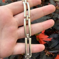 Vintage Sterling Silver Taxco Chunky Panel Link Bracelet Mexico 925 - 3