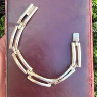 Vintage Sterling Silver Taxco Chunky Panel Link Bracelet Mexico 925