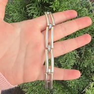 Vintage Sterling Silver Taxco Chunky Panel Link Bracelet Mexico 925 - 5