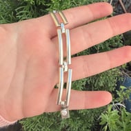Vintage Sterling Silver Taxco Chunky Panel Link Bracelet Mexico 925 - 6