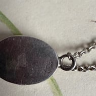 Vintage Sterling Silver Onyx Choker Dainty Chain Necklace Oval - 9