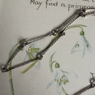 Vintage Sterling Silver Rod Link Hammered Necklace Chain Modernist 23" - 8