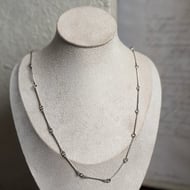 Vintage Sterling Silver Rod Link Hammered Necklace Chain Modernist 23" - 3