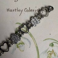 Vintage Sterling Silver Open Heart Diamond Cut Panel Bracelet Cute  - 6