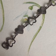 Vintage Sterling Silver Open Heart Bracelet Cute Etched - 3