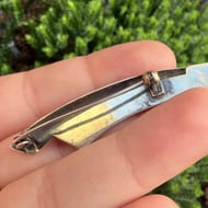 Vintage Sterling Silver Modernist Curved Minimalist Brooch Pin - 7