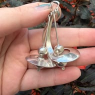 Vintage Elongated Spiral Drop Ball Bead Sterling Silver Earrings Modernist - 5