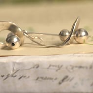 Vintage Elongated Spiral Drop Ball Bead Sterling Silver Earrings Modernist - 6
