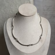 Vintage Sterling Silver Long Link Necklace Modernist Choker - 3