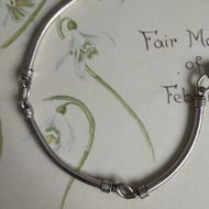 Vintage Sterling Silver Long Link Necklace Modernist Choker - 7