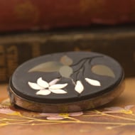 Antique Pietra Dura Sterling Silver Brooch Mourning Mosaic Stone Pin Flower - 5