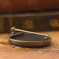 Antique Pietra Dura Sterling Silver Brooch Mourning Mosaic Stone Pin Flower - 8