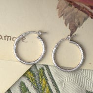 Vintage Sterling Silver Hoop Earrings Etched Italy 925