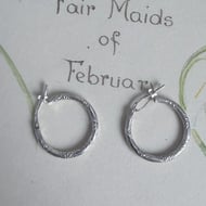 Vintage Sterling Silver Hoop Earrings Etched Italy 925 - 4