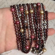 Vintage Freshwater Pearl Multi Strand Multi-Colour Necklace with 14ct Gold Clasp and Beads - 16
