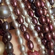 Vintage Freshwater Pearl Multi Strand Multi-Colour Necklace with 14ct Gold Clasp and Beads - 18
