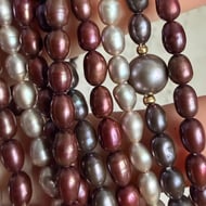 Vintage Freshwater Pearl Multi Strand Multi-Colour Necklace with 14ct Gold Clasp and Beads - 19