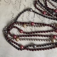 Vintage Freshwater Pearl Multi Strand Multi-Colour Necklace with 14ct Gold Clasp and Beads - 2