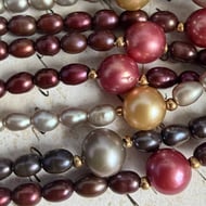 Vintage Freshwater Pearl Multi Strand Multi-Colour Necklace with 14ct Gold Clasp and Beads - 7