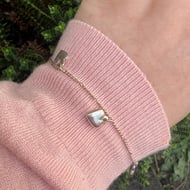 Vintage Sterling Silver Heart Bracelet Dainty Minimalist Italy - 3