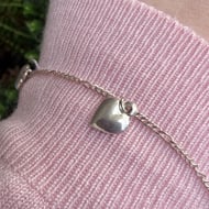 Vintage Sterling Silver Heart Bracelet Dainty Minimalist Italy - 5