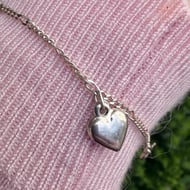 Vintage Sterling Silver Heart Bracelet Dainty Minimalist Italy - 6