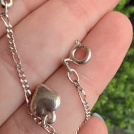 Vintage Sterling Silver Heart Bracelet Dainty Minimalist Italy - 8