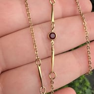 Gold Plate Red Glass Fancy Link Chain Necklae - 2