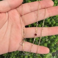 Gold Plate Red Glass Fancy Link Chain Necklae - 4