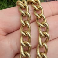 Vintage Heart Padlock Bracelet Heavy Gold Plate Charm Etched Link - 2