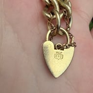 Vintage Heart Padlock Bracelet Heavy Gold Plate Charm Etched Link - 5