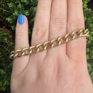 Vintage Heart Padlock Bracelet Heavy Gold Plate Charm Etched Link - 6