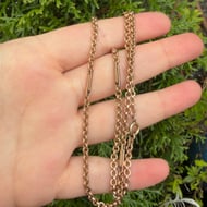Antique Edwardian Garnet Locket Fancy Link Chain Necklace Rolled Gold  - 3