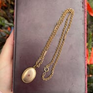 Antique Edwardian Garnet Locket Fancy Link Chain Necklace Rolled Gold